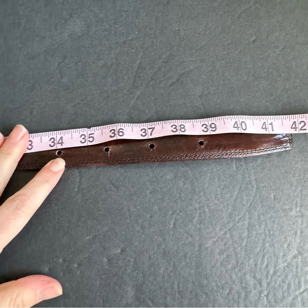 Vintage Eel‎ Skin Leather Belt Brown Exotic Dress Unisex Mens Womens M / L 36